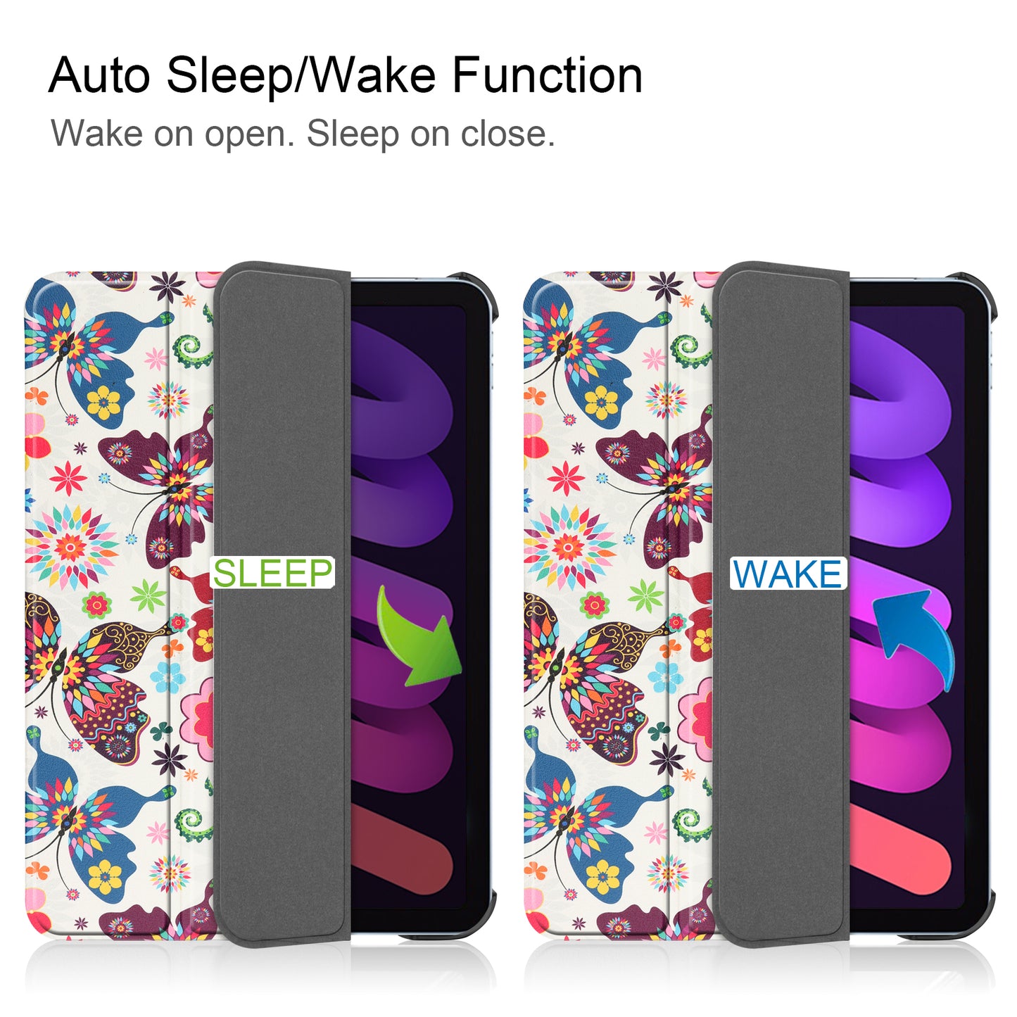 Tri-fold Stand Design Dustproof Pattern Printing Leather Tablet Case Cover for iPad mini 6 (2021)