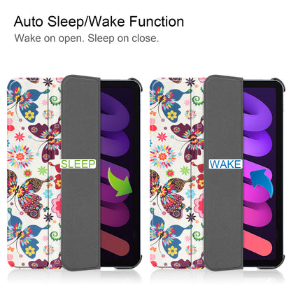 Tri-fold Stand Design Dustproof Pattern Printing Leather Tablet Case Cover for iPad mini 6 (2021)