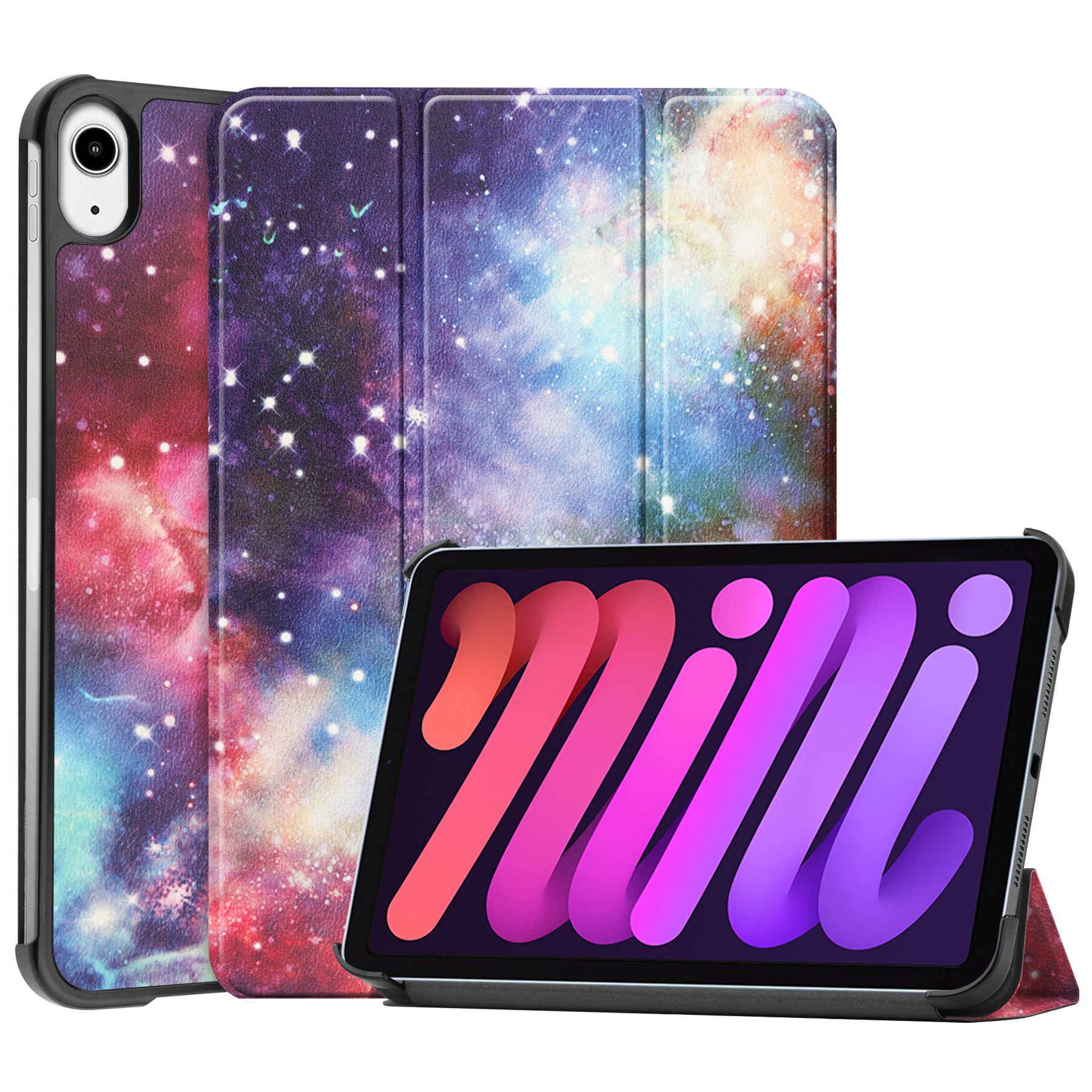 Tri-fold Stand Design Dustproof Pattern Printing Leather Tablet Case Cover for iPad mini 6 (2021)