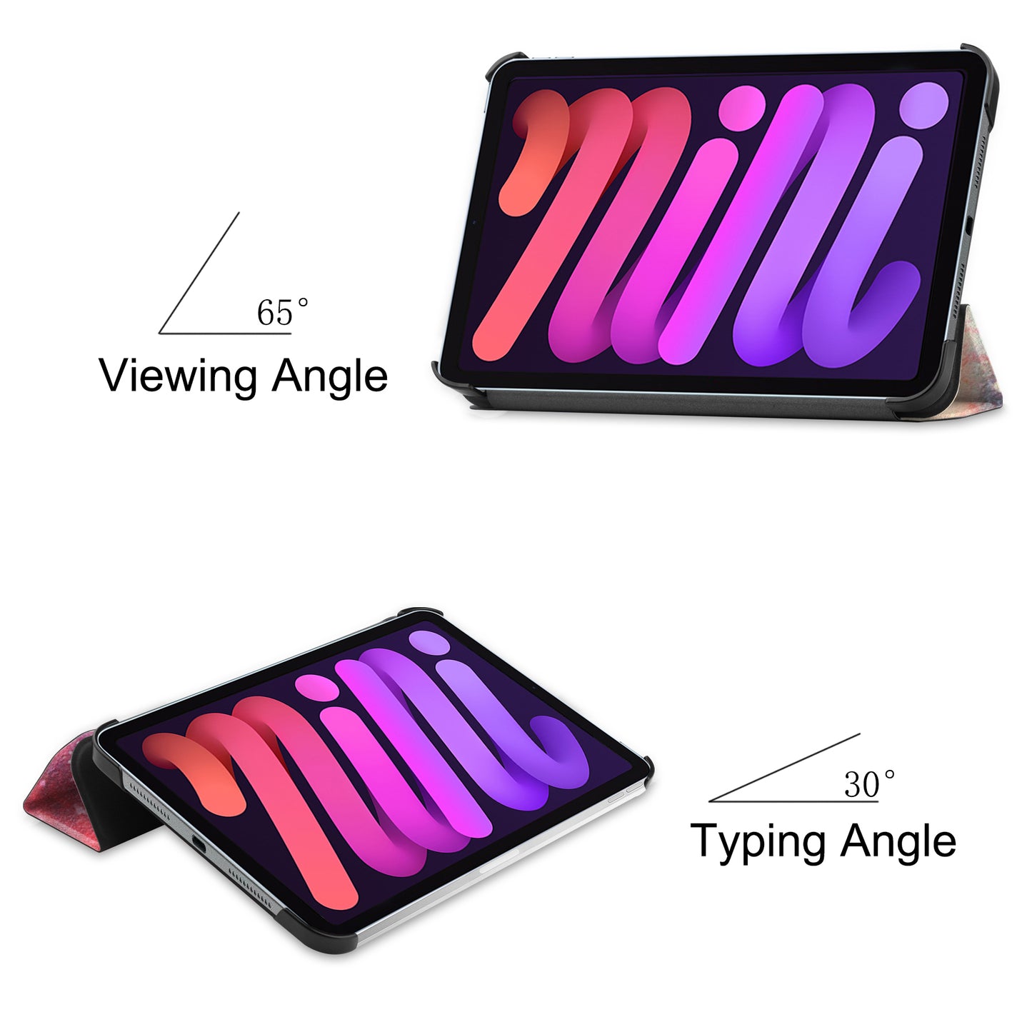 Tri-fold Stand Design Dustproof Pattern Printing Leather Tablet Case Cover for iPad mini 6 (2021)