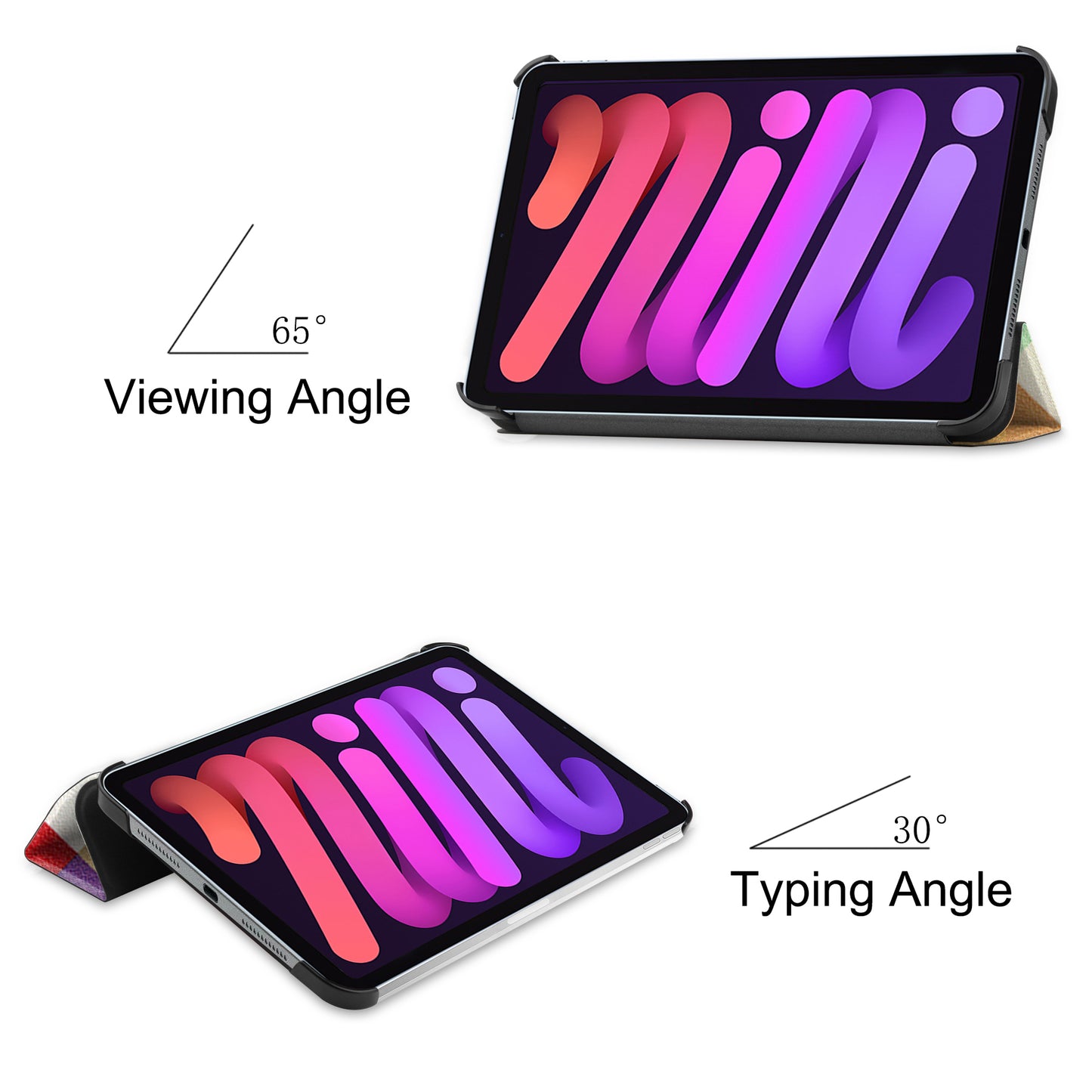 Tri-fold Stand Design Dustproof Pattern Printing Leather Tablet Case Cover for iPad mini 6 (2021)