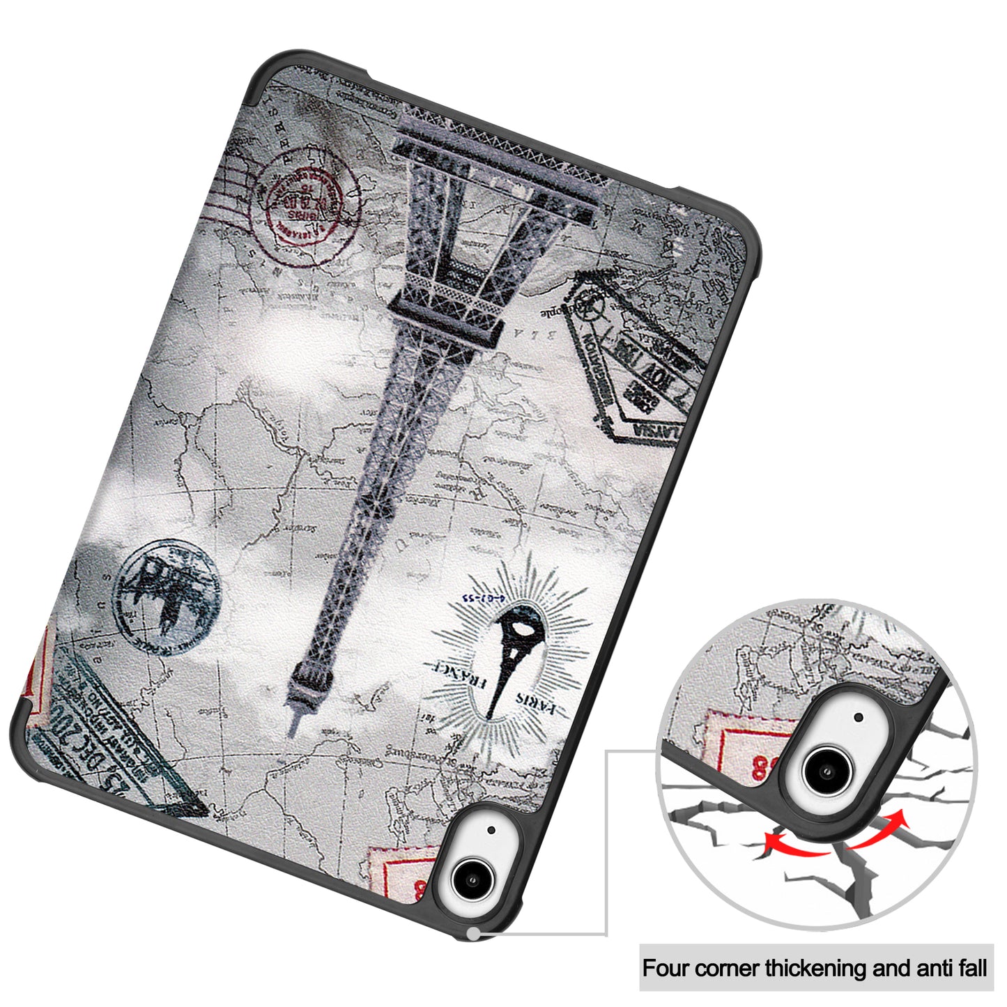 Tri-fold Stand Design Dustproof Pattern Printing Leather Tablet Case Cover for iPad mini 6 (2021)