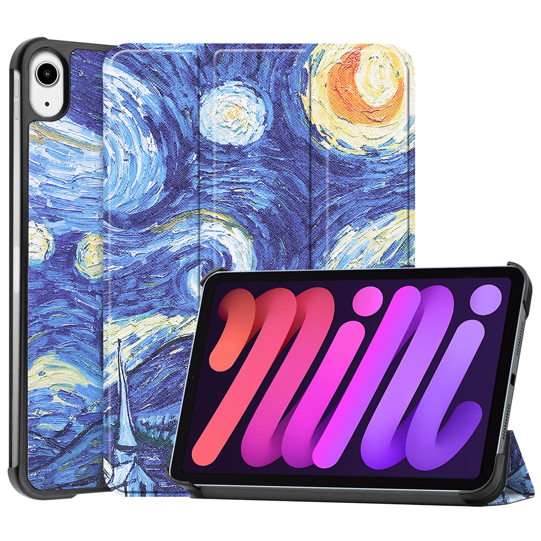 Tri-fold Stand Design Dustproof Pattern Printing Leather Tablet Case Cover for iPad mini 6 (2021)