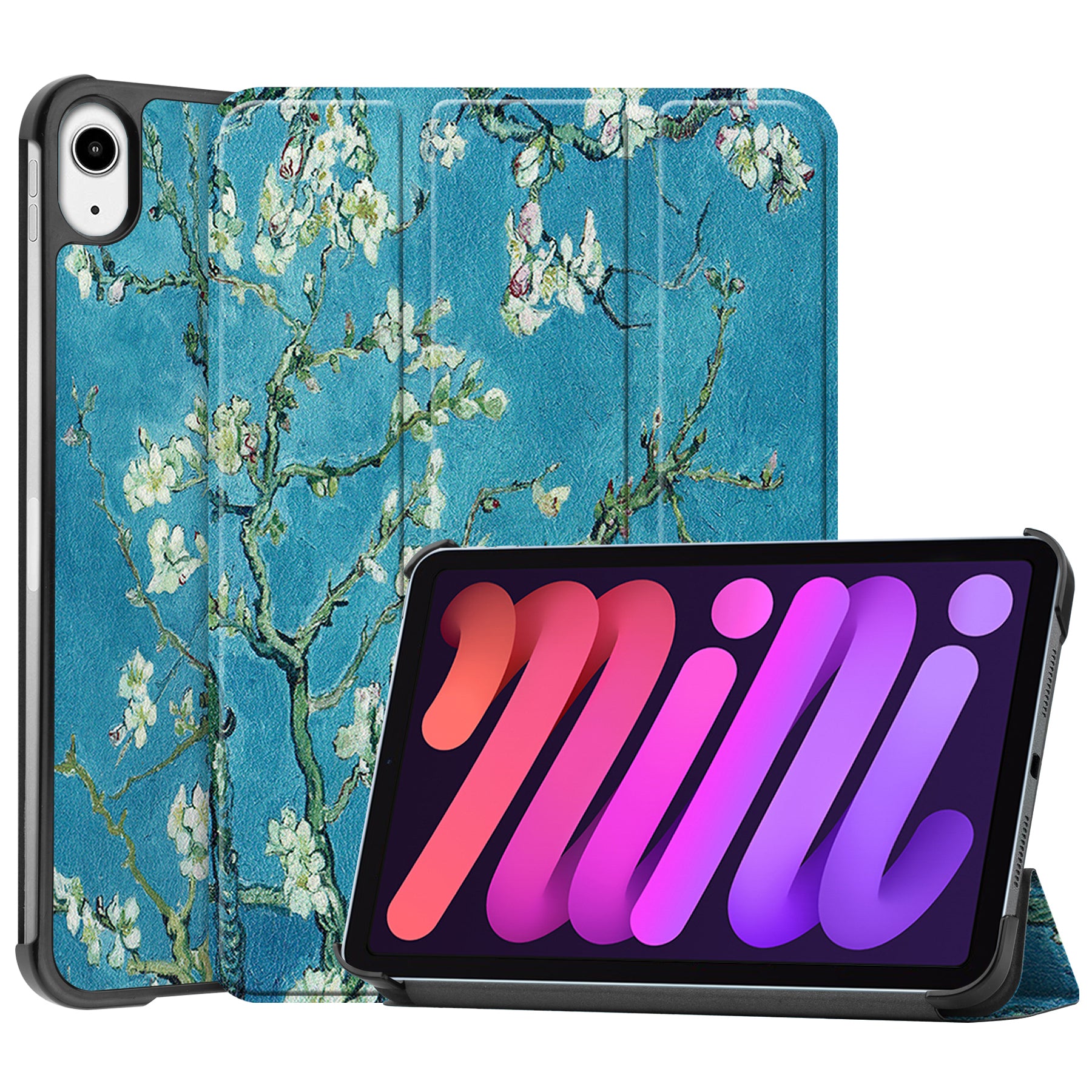 Tri-fold Stand Design Dustproof Pattern Printing Leather Tablet Case Cover for iPad mini 6 (2021)