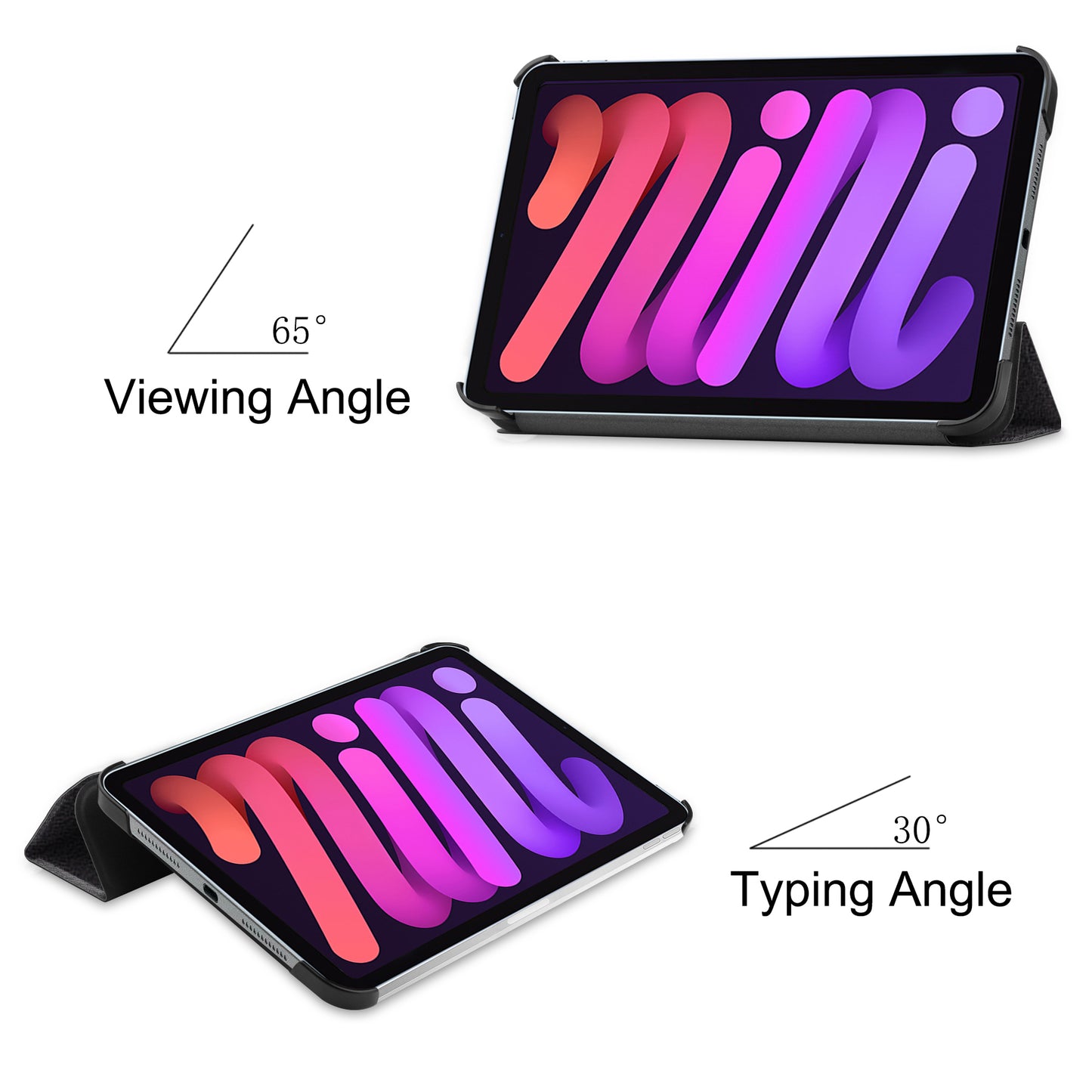 Tri-fold Stand Design Dustproof Pattern Printing Leather Tablet Case Cover for iPad mini 6 (2021)