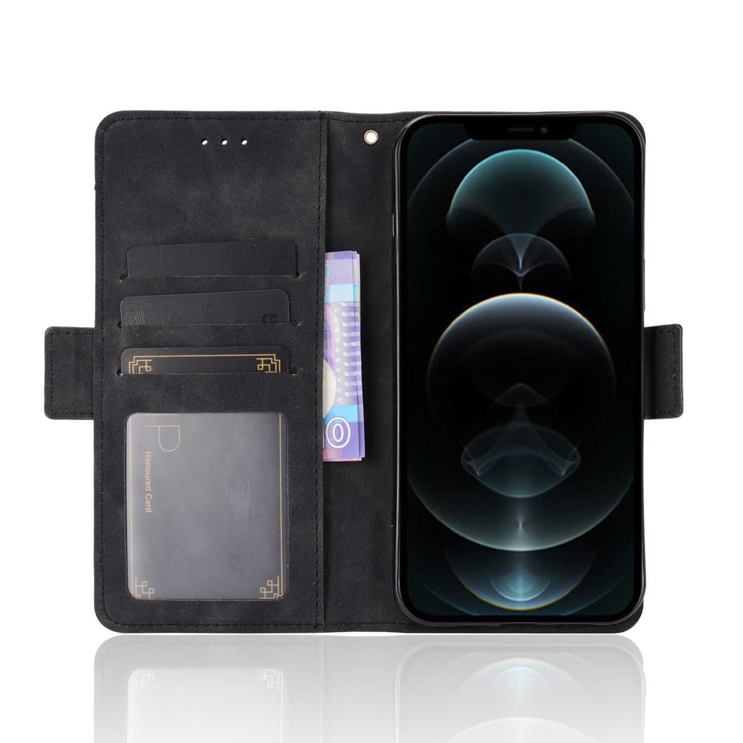 Multiple Card Slots Leather Cell Phone Protective Case with Stand and Wallet for iPhone 13 Pro Max 6.7 inch