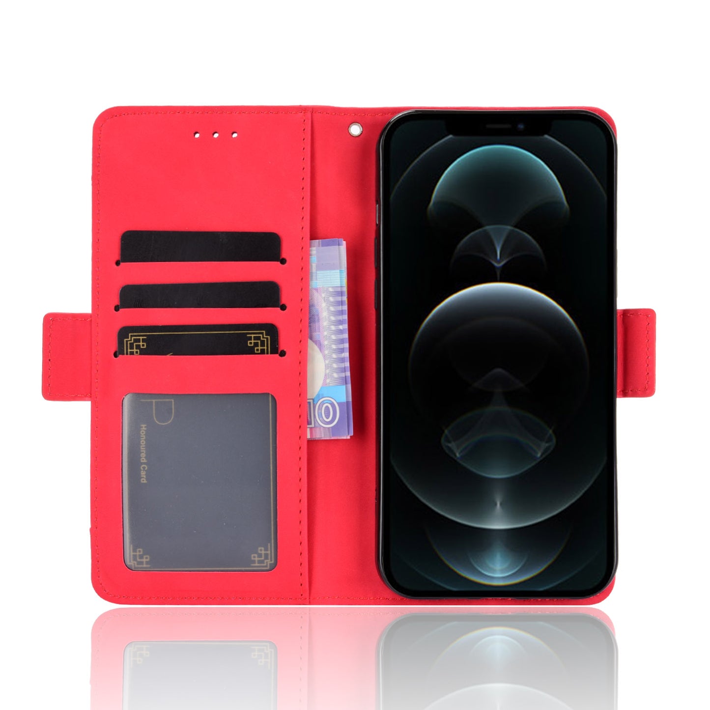 Multiple Card Slots Leather Cell Phone Protective Case with Stand and Wallet for iPhone 13 Pro Max 6.7 inch