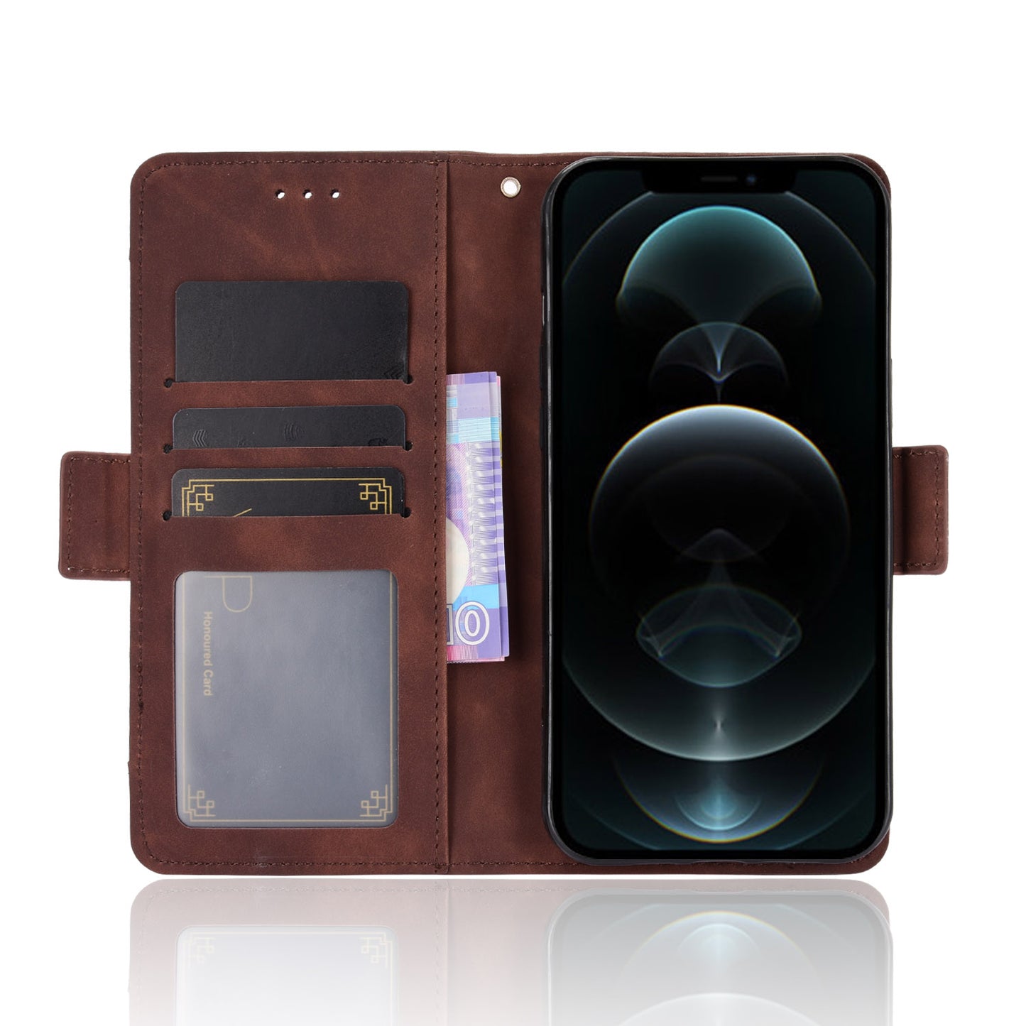Magnetic Clasp Multiple Card Slot Leather Phone Cover with Stand for iPhone 13 Pro 6.1 inch