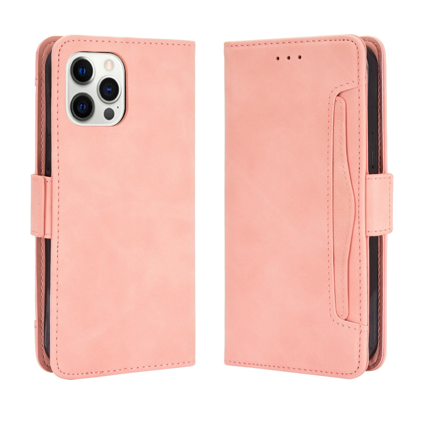 Magnetic Clasp Multiple Card Slot Leather Phone Cover with Stand for iPhone 13 Pro 6.1 inch