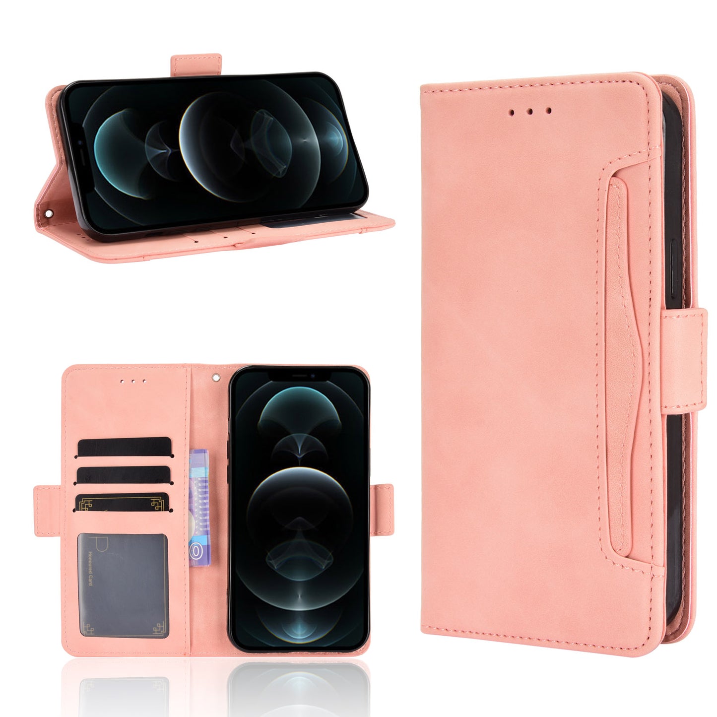 Magnetic Clasp Multiple Card Slot Leather Phone Cover with Stand for iPhone 13 Pro 6.1 inch