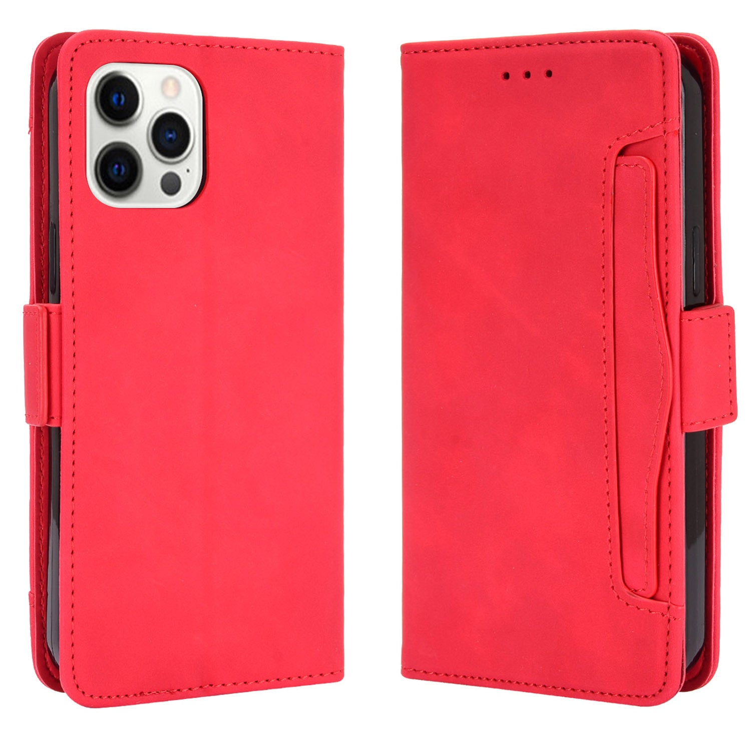 Magnetic Clasp Multiple Card Slot Leather Phone Cover with Stand for iPhone 13 Pro 6.1 inch