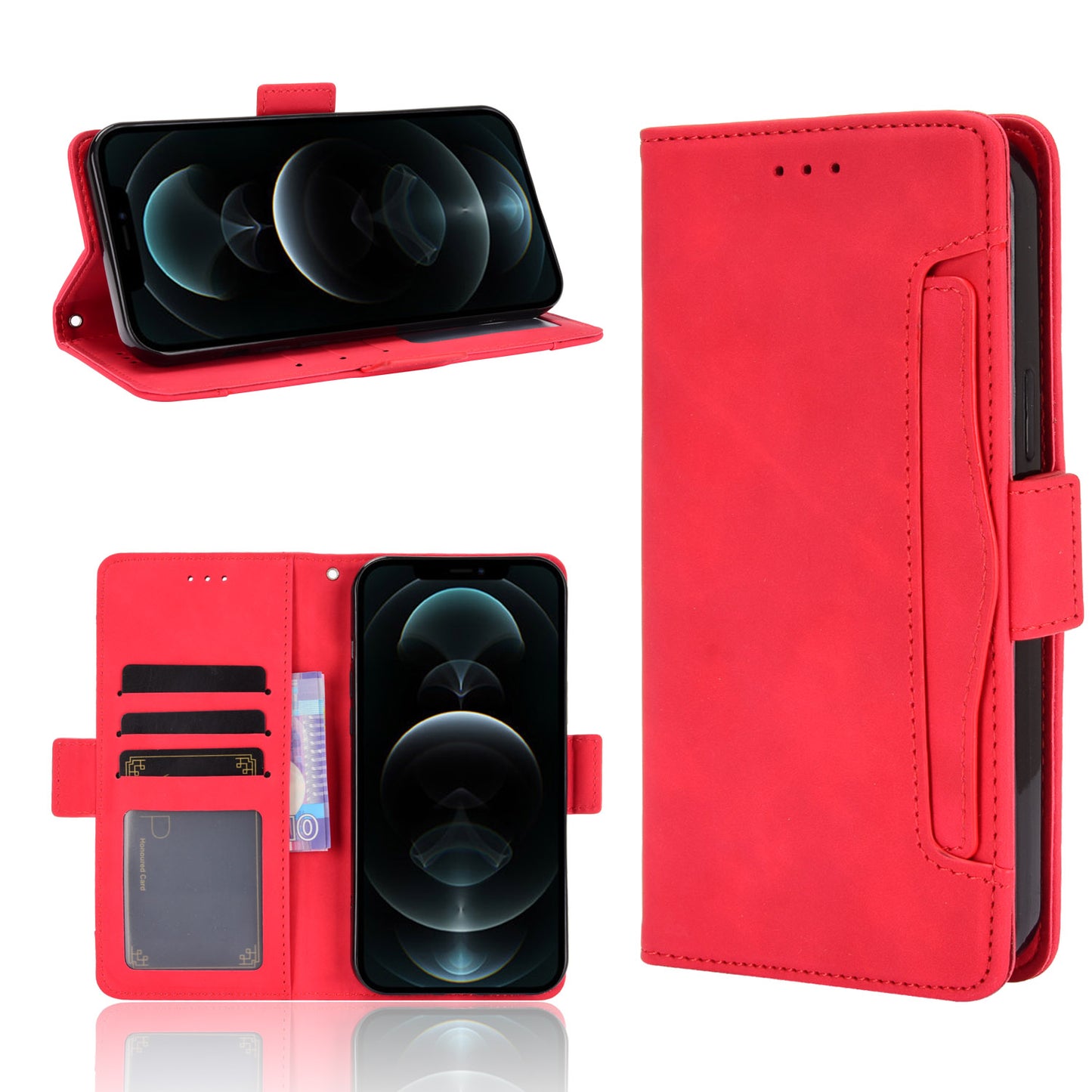 Magnetic Clasp Multiple Card Slot Leather Phone Cover with Stand for iPhone 13 Pro 6.1 inch