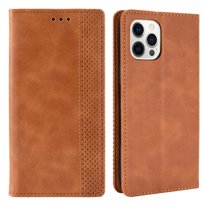 Auto-absorbed Retro Style Wallet Design PU Leather Phone Case with Stand for iPhone 13 Pro Max 6.7 inch
