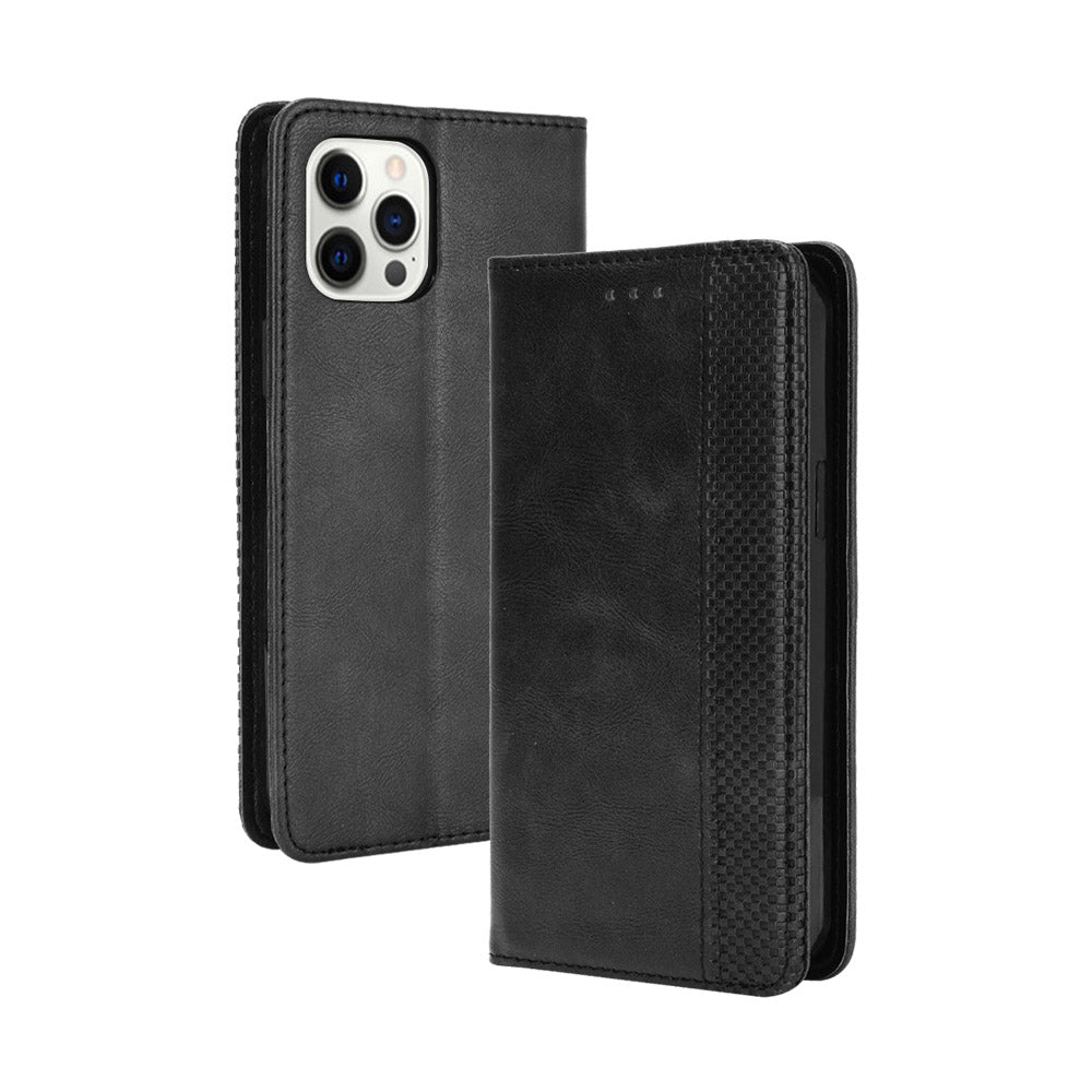 Auto-absorbed Retro Style Wallet Design PU Leather Phone Case with Stand for iPhone 13 Pro Max 6.7 inch