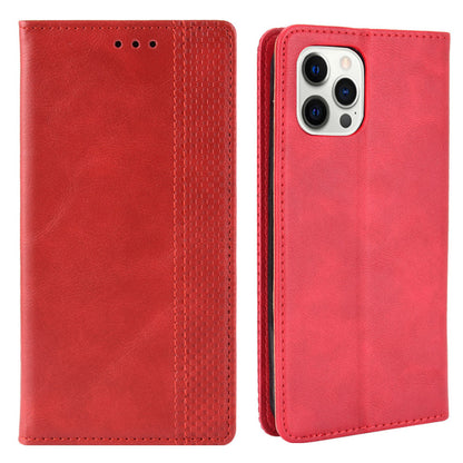 Auto-absorbed Retro Style Wallet Design PU Leather Phone Case with Stand for iPhone 13 Pro Max 6.7 inch