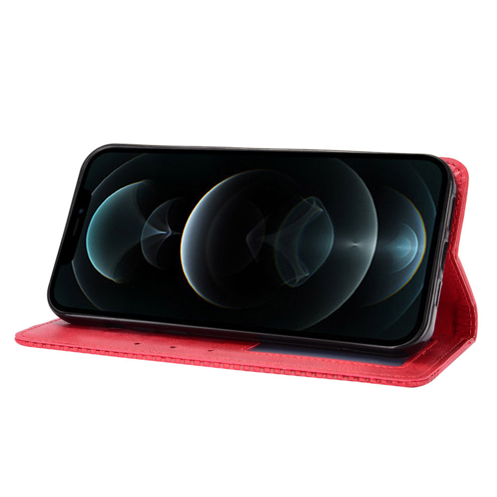 Auto-absorbed Retro Style Wallet Design PU Leather Phone Case with Stand for iPhone 13 Pro Max 6.7 inch