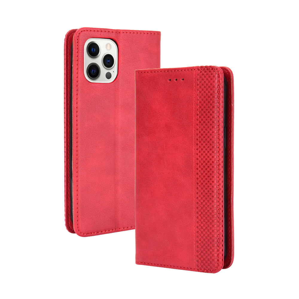 Auto-absorbed Retro Style Wallet Design PU Leather Phone Case with Stand for iPhone 13 Pro Max 6.7 inch