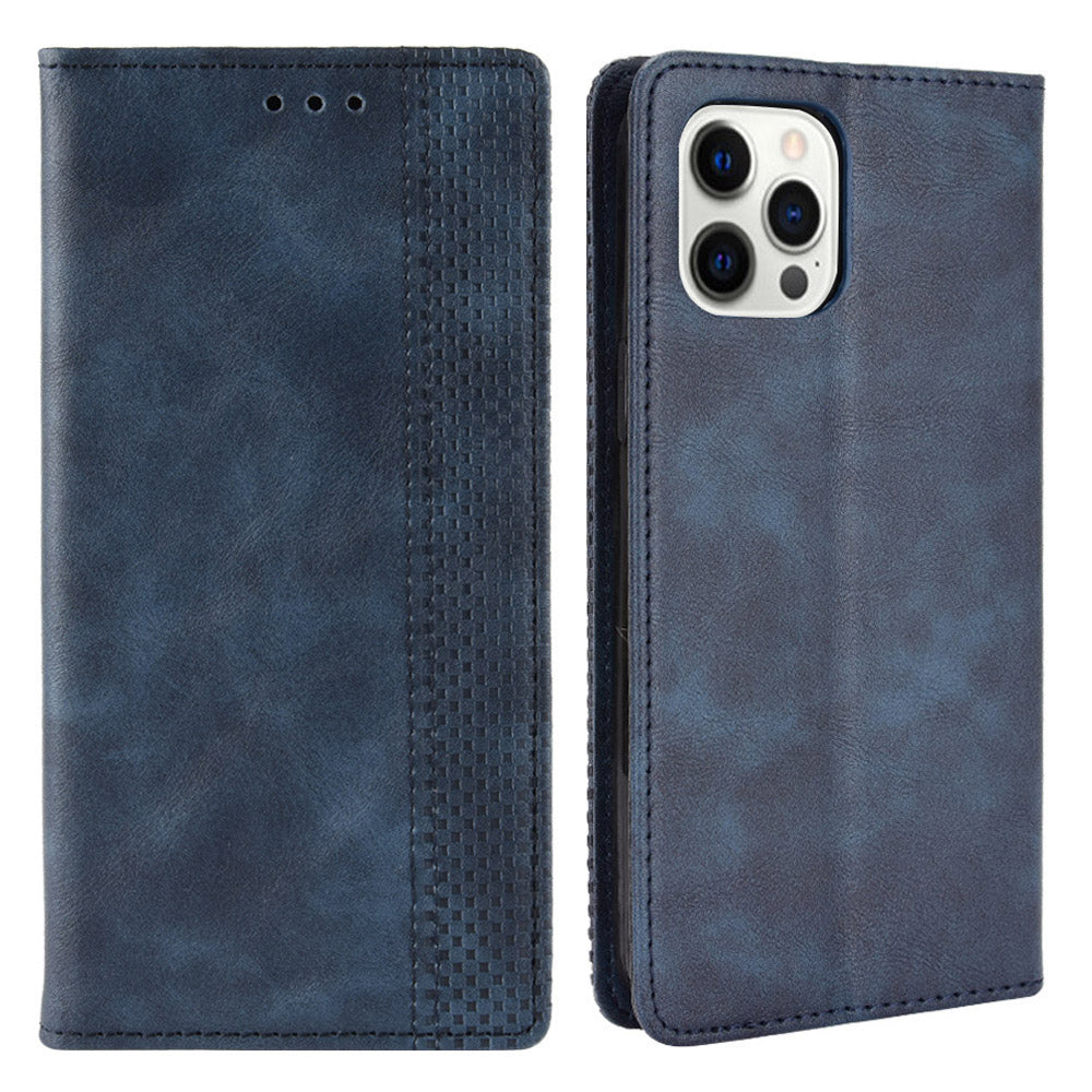 Auto-absorbed Retro Style Wallet Design PU Leather Phone Case with Stand for iPhone 13 Pro Max 6.7 inch
