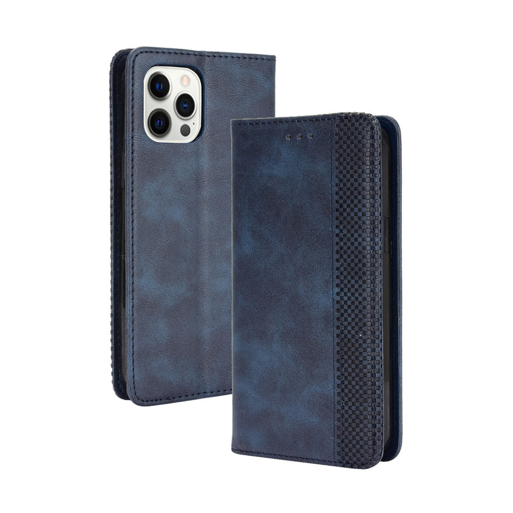 Auto-absorbed Retro Style Wallet Design PU Leather Phone Case with Stand for iPhone 13 Pro Max 6.7 inch