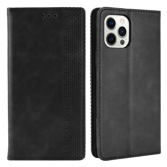 Auto-absorbed Anti-Drop Vintage Style Wallet Protective PU Leather Phone Case with Stand for iPhone 13 Pro 6.1 inch