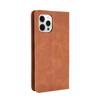 Auto-absorbed Anti-Drop Vintage Style Wallet Protective PU Leather Phone Case with Stand for iPhone 13 Pro 6.1 inch