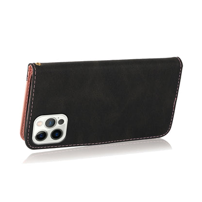 Dual Color Wrist Strap Full Protection Wallet Flip Leather Phone Cover with Stand for iPhone 13 Pro 6.1 inch