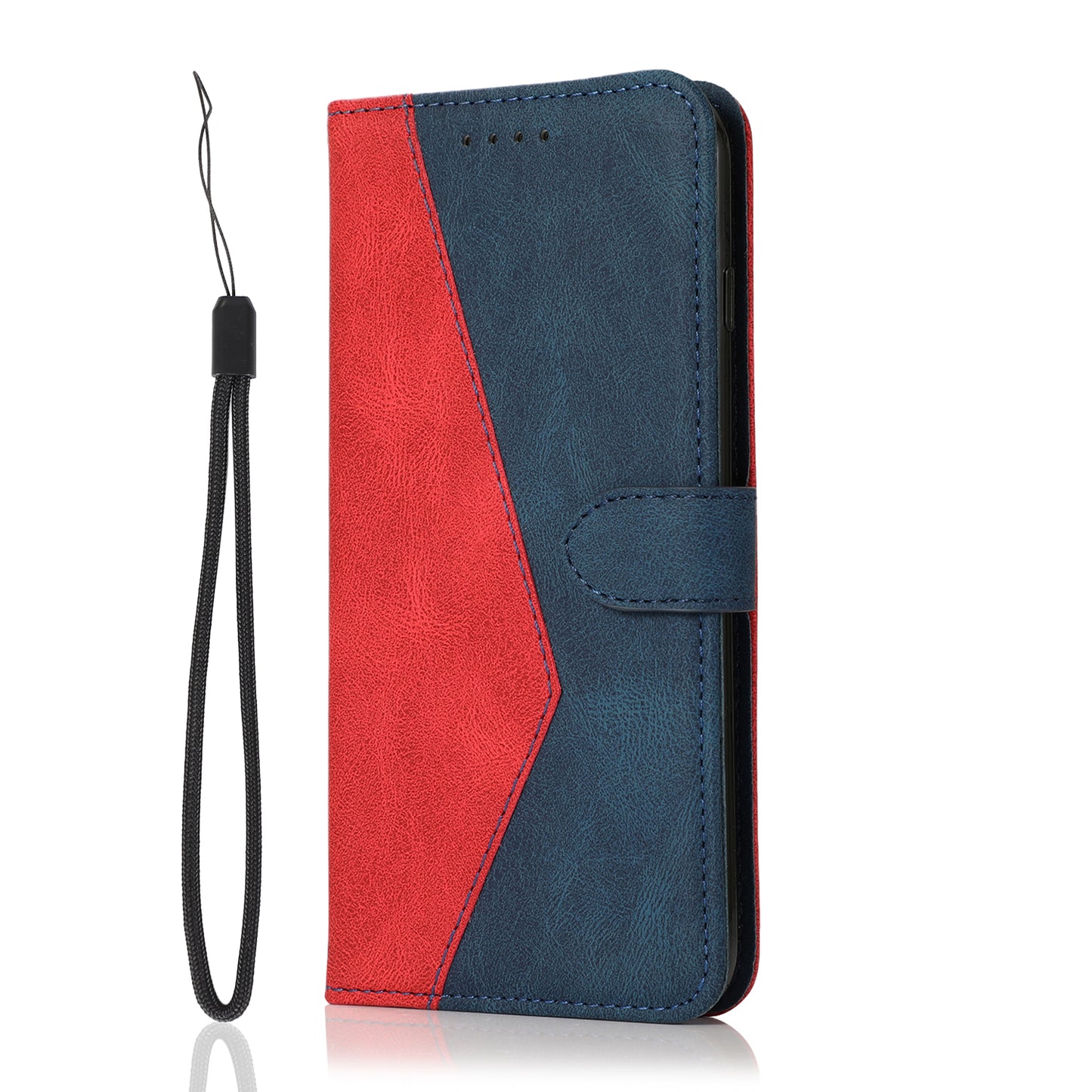Dual Color Wrist Strap Full Protection Wallet Flip Leather Phone Cover with Stand for iPhone 13 Pro 6.1 inch
