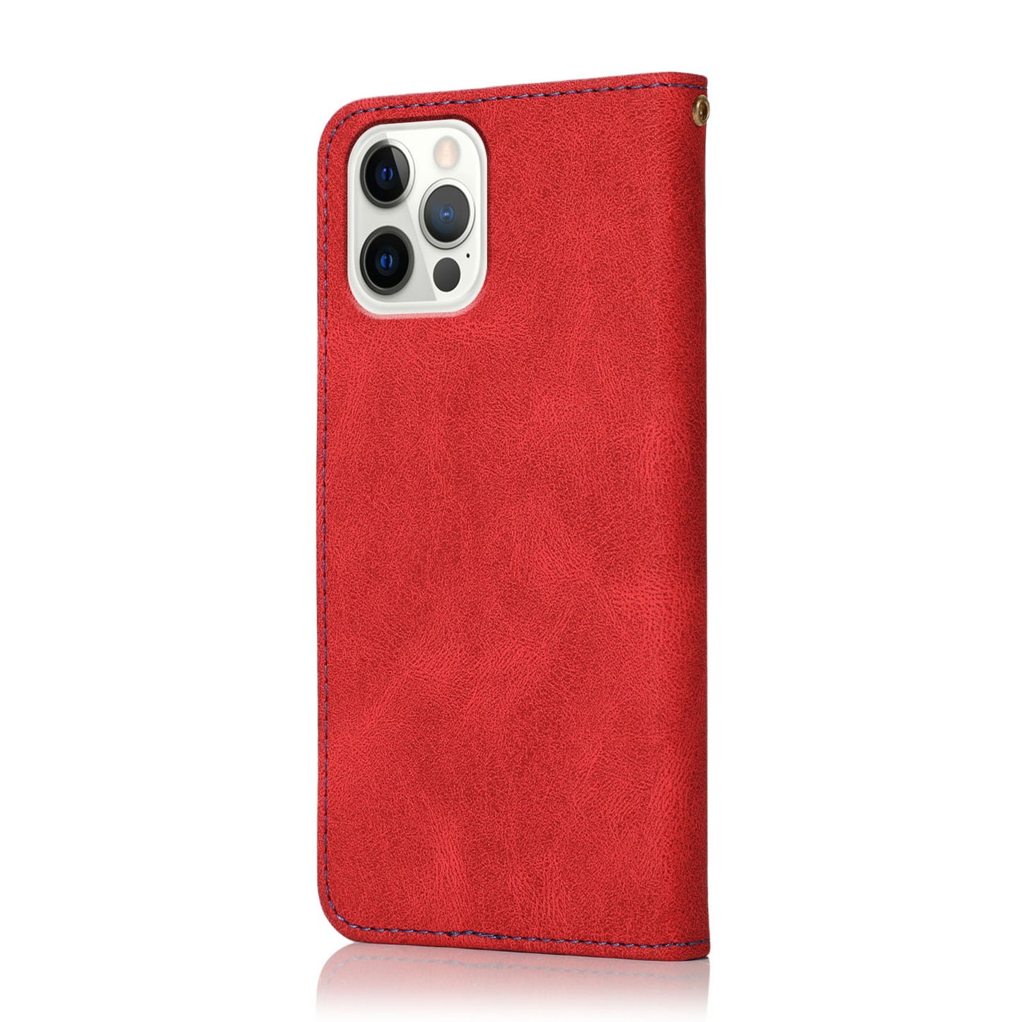 Dual Color Wrist Strap Full Protection Wallet Flip Leather Phone Cover with Stand for iPhone 13 Pro 6.1 inch