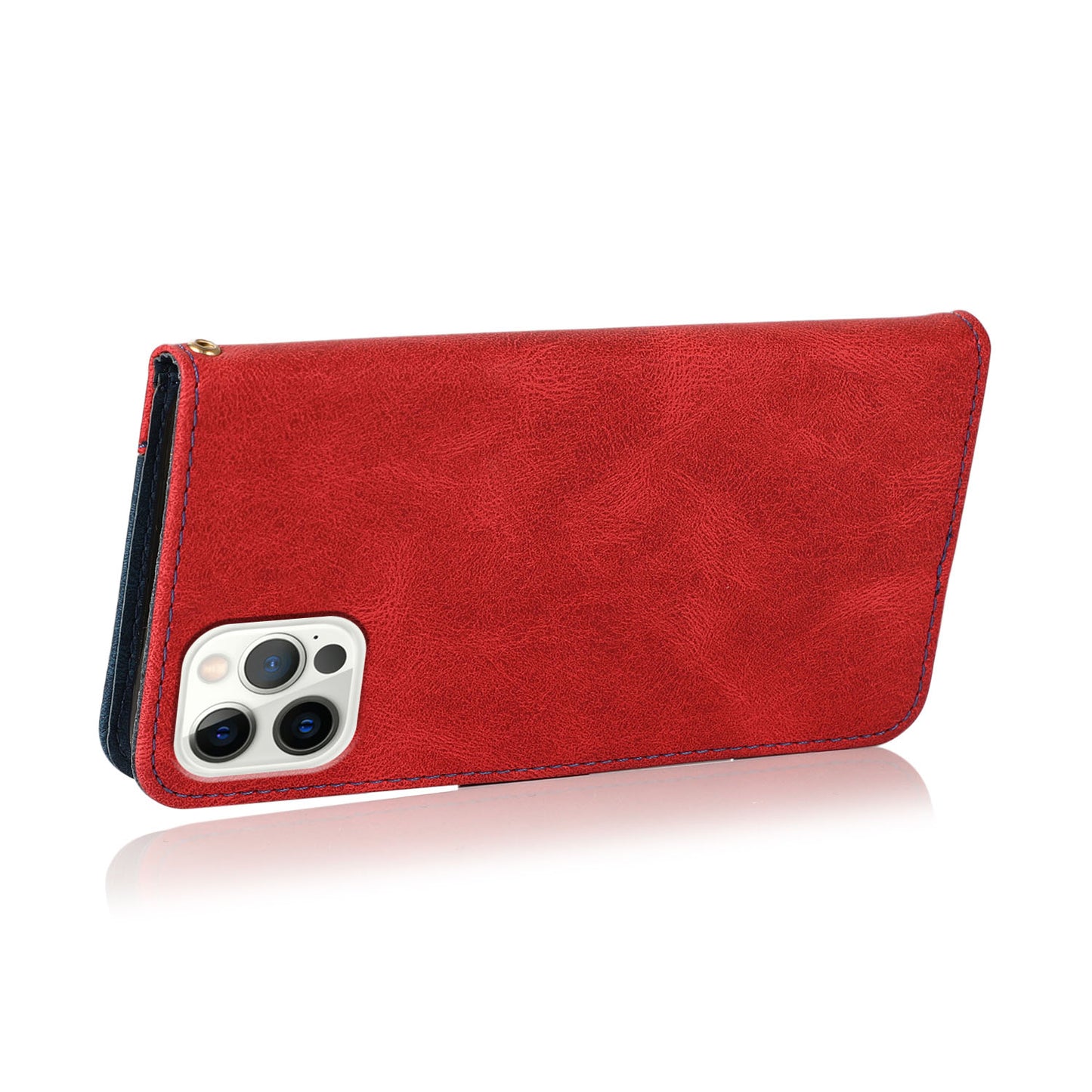 Dual Color Wrist Strap Full Protection Wallet Flip Leather Phone Cover with Stand for iPhone 13 Pro 6.1 inch
