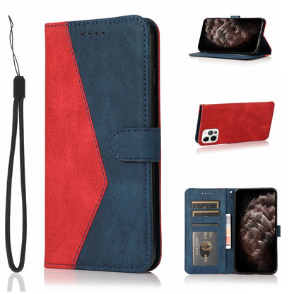 Dual Color Wrist Strap Full Protection Wallet Flip Leather Phone Cover with Stand for iPhone 13 Pro 6.1 inch