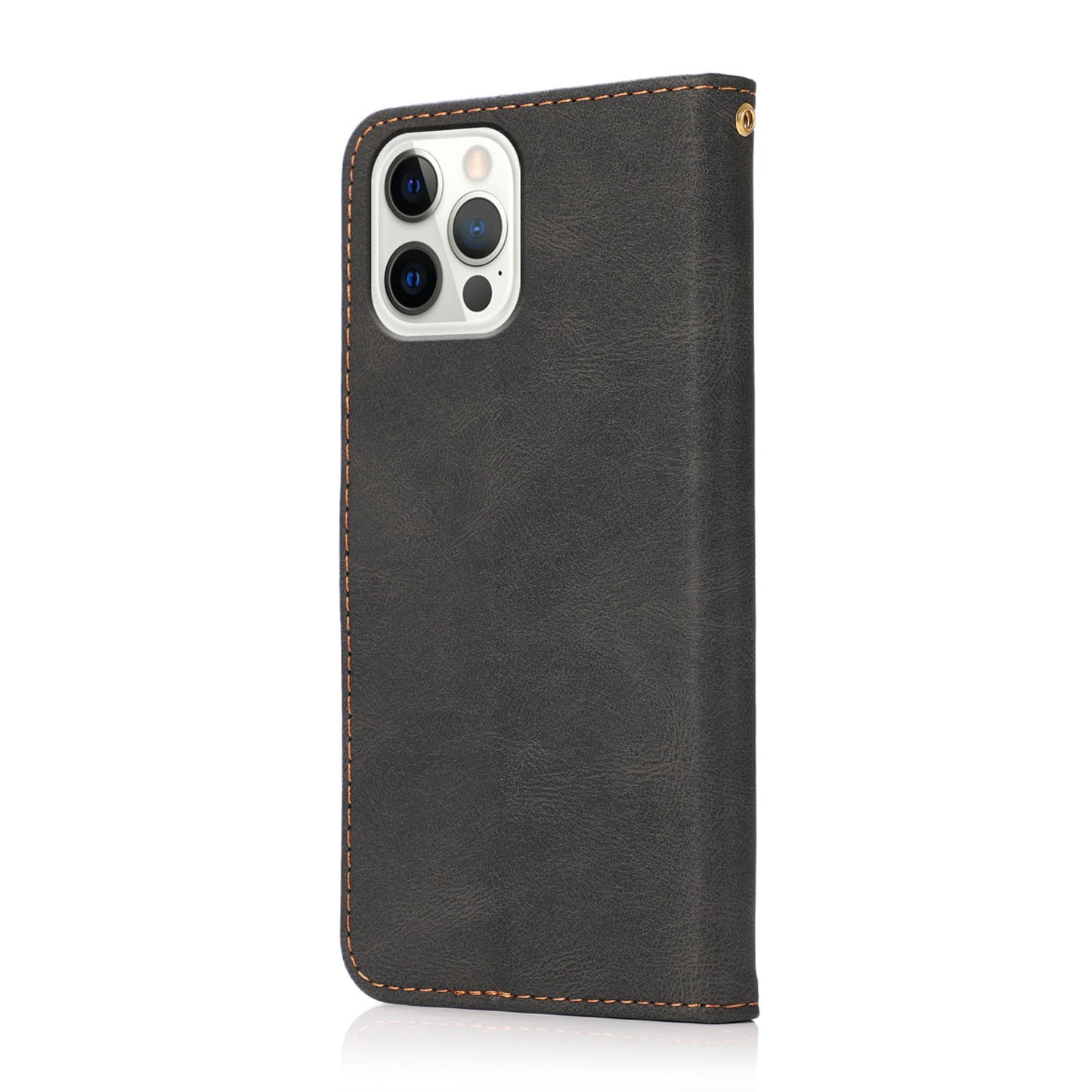 Dual Color Wrist Strap Full Protection Wallet Flip Leather Phone Cover with Stand for iPhone 13 Pro 6.1 inch