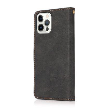 Dual Color Wrist Strap Full Protection Wallet Flip Leather Phone Cover with Stand for iPhone 13 Pro 6.1 inch