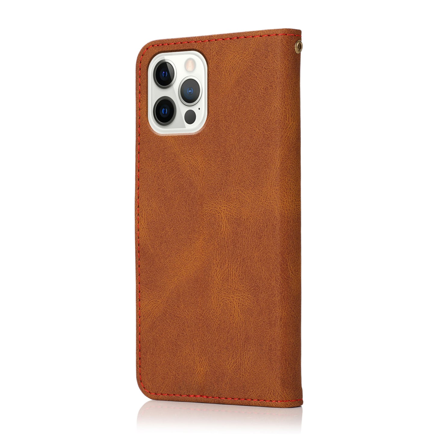 Dual Color Wrist Strap Full Protection Wallet Flip Leather Phone Cover with Stand for iPhone 13 Pro 6.1 inch