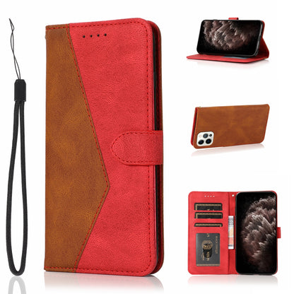 Dual Color Wrist Strap Full Protection Wallet Flip Leather Phone Cover with Stand for iPhone 13 Pro 6.1 inch