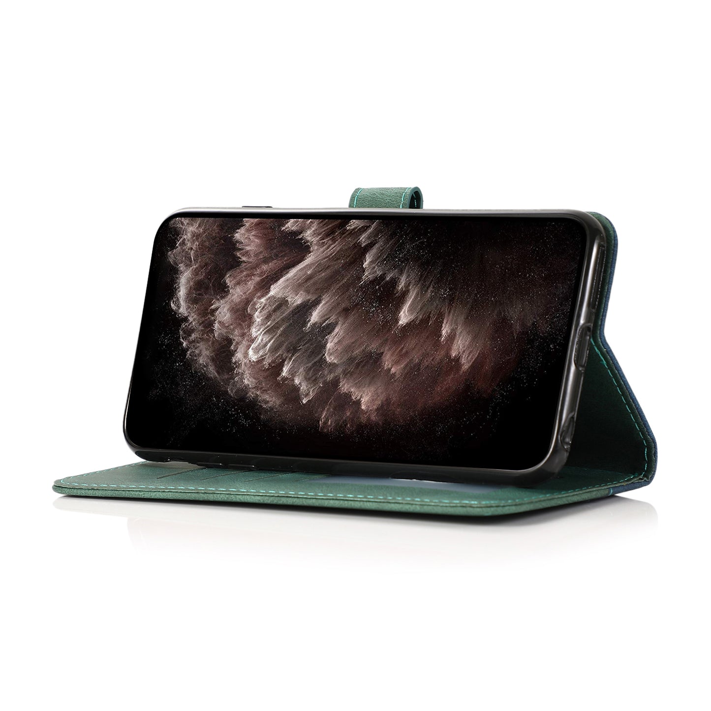 Dual Color Wrist Strap Full Protection Wallet Flip Leather Phone Cover with Stand for iPhone 13 Pro 6.1 inch