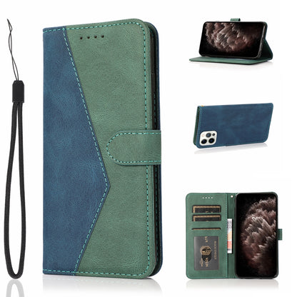 Dual Color Wrist Strap Full Protection Wallet Flip Leather Phone Cover with Stand for iPhone 13 Pro 6.1 inch