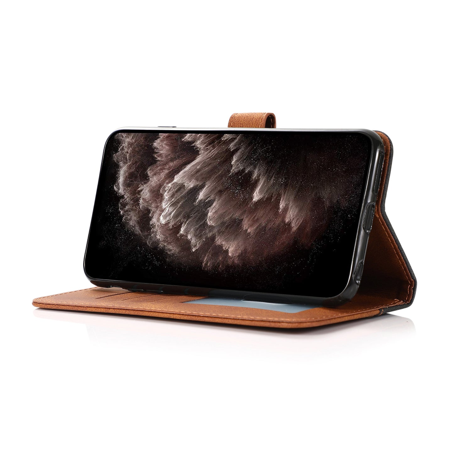 Dual Color All-Round Protection Wallet Stand Design Leather Phone Cover with Wrist Strap for iPhone 13 Pro Max 6.7 inch