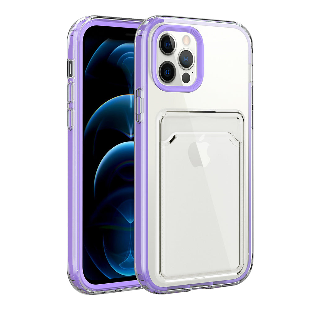TPU + PC Clear Lightweight Shockproof Anti-Drop Bumper Protective Case with Card Holder for iPhone 13 Pro 6.1 inch