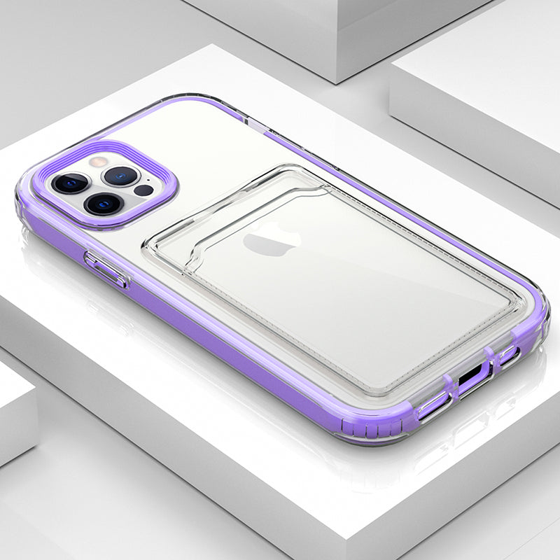 TPU + PC Clear Lightweight Shockproof Anti-Drop Bumper Protective Case with Card Holder for iPhone 13 Pro 6.1 inch