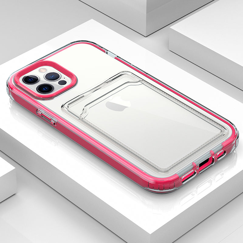 TPU + PC Clear Lightweight Shockproof Anti-Drop Bumper Protective Case with Card Holder for iPhone 13 Pro 6.1 inch