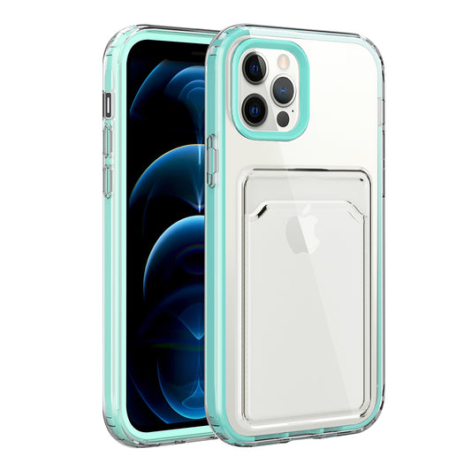 TPU + PC Clear Lightweight Shockproof Anti-Drop Bumper Protective Case with Card Holder for iPhone 13 Pro 6.1 inch
