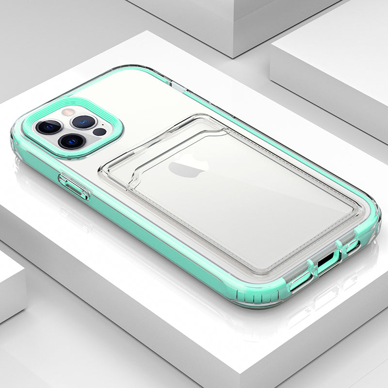 TPU + PC Clear Lightweight Shockproof Anti-Drop Bumper Protective Case with Card Holder for iPhone 13 Pro 6.1 inch