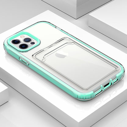 TPU + PC Clear Lightweight Shockproof Anti-Drop Bumper Protective Case with Card Holder for iPhone 13 Pro 6.1 inch