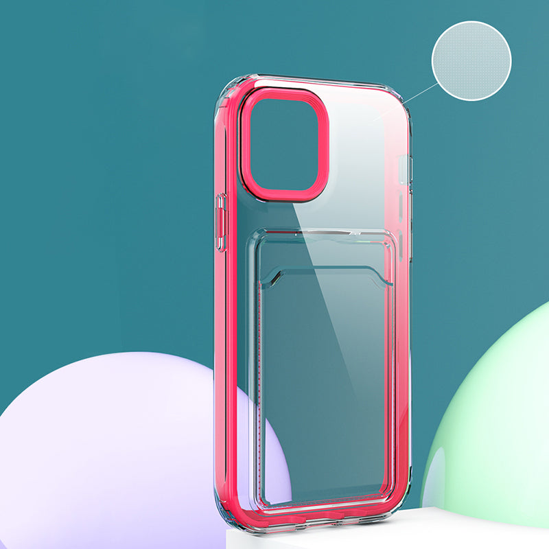 TPU + PC Clear Lightweight Shockproof Anti-Drop Bumper Protective Case with Card Holder for iPhone 13 Pro 6.1 inch