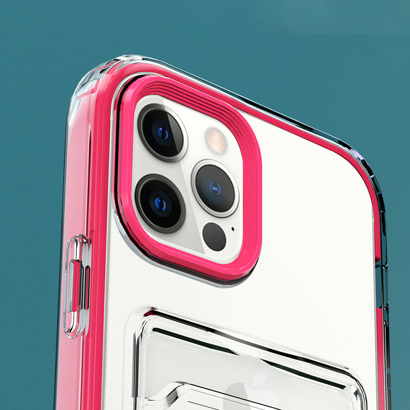 TPU + PC Clear Lightweight Shockproof Anti-Drop Bumper Protective Case with Card Holder for iPhone 13 Pro 6.1 inch