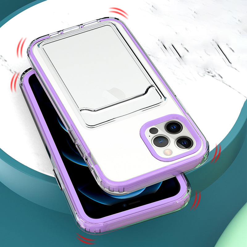 TPU + PC Clear Lightweight Shockproof Anti-Drop Bumper Protective Case with Card Holder for iPhone 13 Pro 6.1 inch