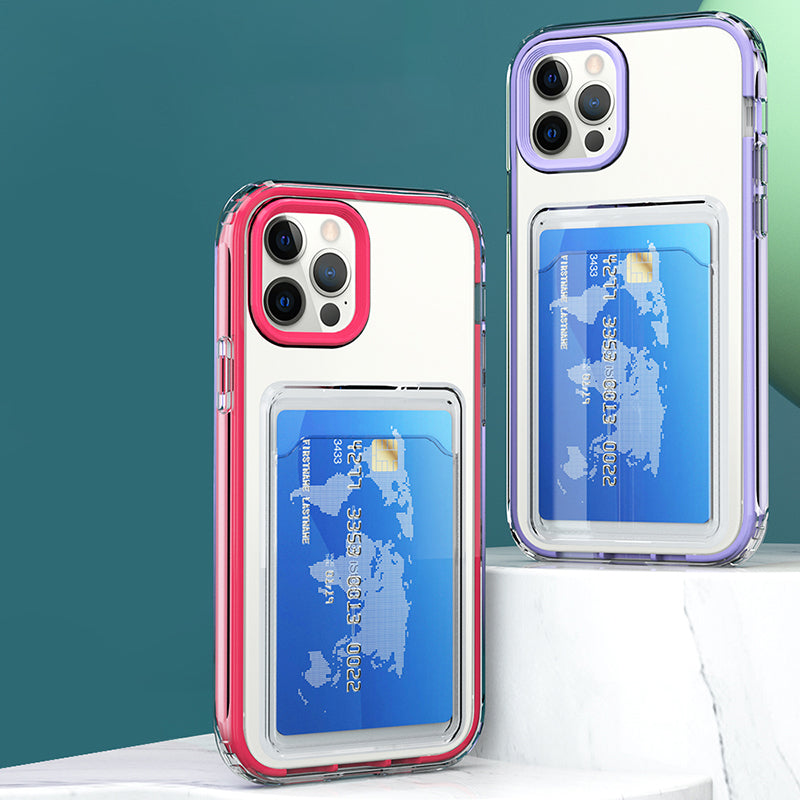 TPU + PC Clear Lightweight Shockproof Anti-Drop Bumper Protective Case with Card Holder for iPhone 13 Pro 6.1 inch