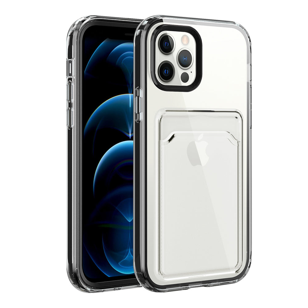 TPU + PC Clear Lightweight Shockproof Anti-Drop Bumper Protective Case with Card Holder for iPhone 13 Pro 6.1 inch