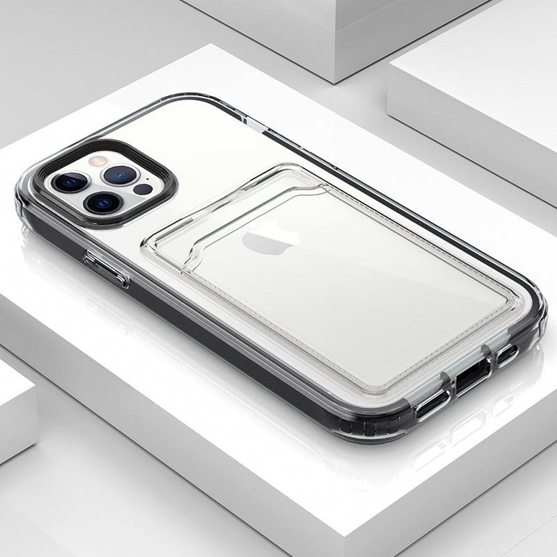 TPU + PC Clear Lightweight Shockproof Anti-Drop Bumper Protective Case with Card Holder for iPhone 13 Pro 6.1 inch