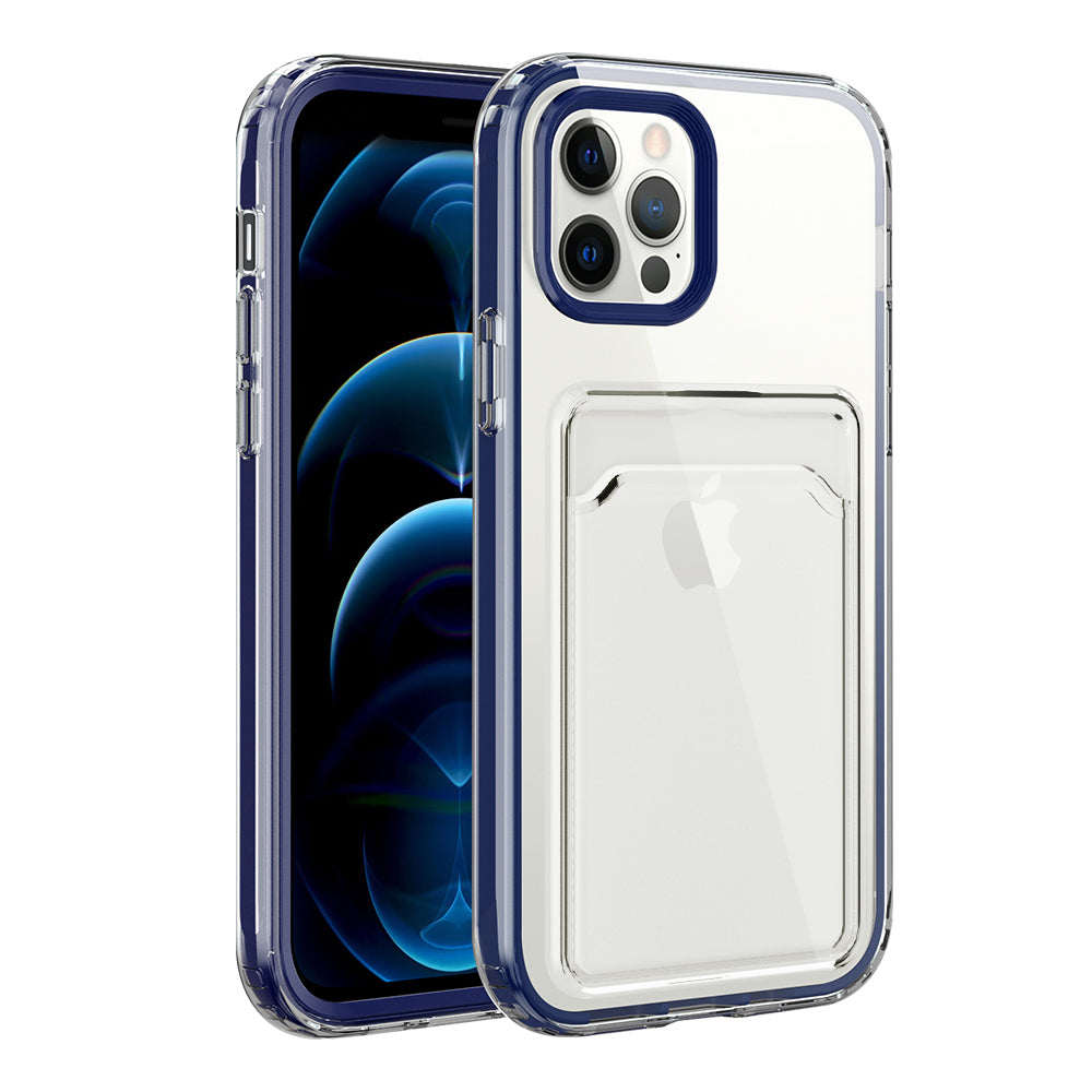 TPU + PC Clear Lightweight Shockproof Anti-Drop Bumper Protective Case with Card Holder for iPhone 13 Pro 6.1 inch